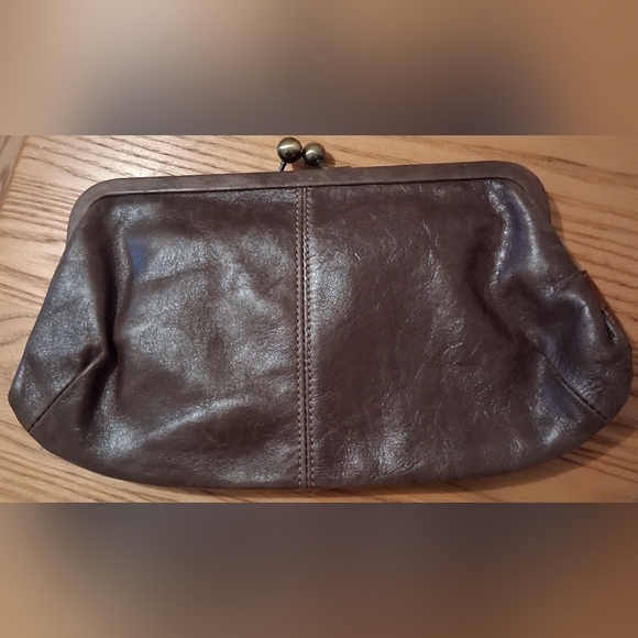 EUC Vintage Fossil Burgundy & Mocha Suede Boho Kiss Lock Clutch Purse Bag - Picture 3 of 10